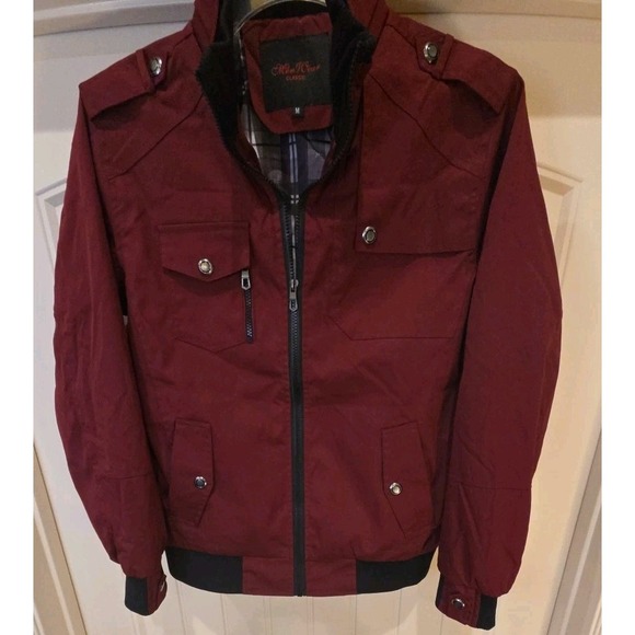 Men's Wear Classic Full Zip Jacket Lined Maroon Size Medium EUC - Picture 4 of 10